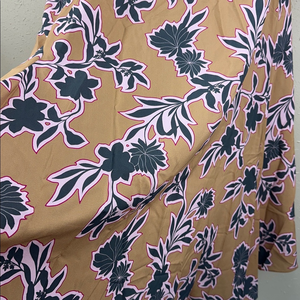 St. John collection Handkerchief Hem Silk Blend  Dress Camel Pink Gray 12 $1,195 - Picture 9 of 13
